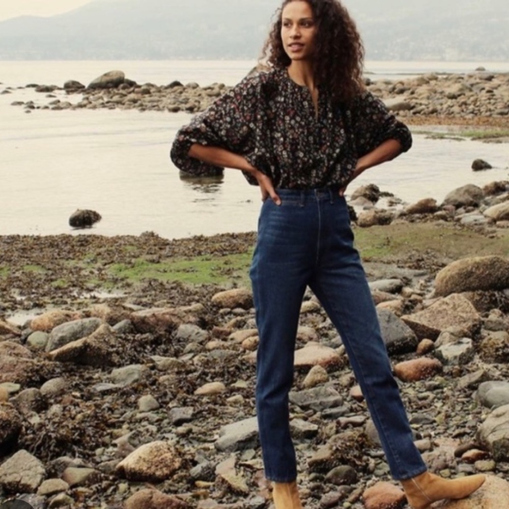 Doen high waist straight leg Lena jeans medium blue size 30